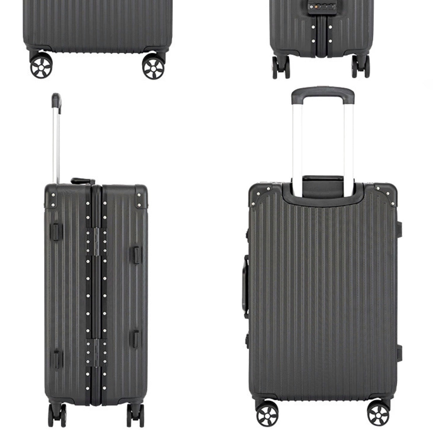 20" Black Colour Aluminium Framed ABS Hard Shell Without Zipper Carry On TSA Luggage Zaappy.com