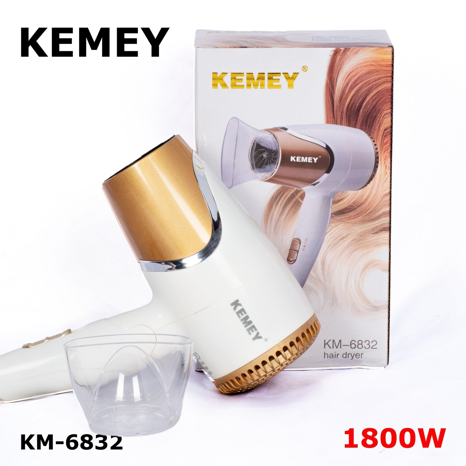 KEMEY KM-6832 Electric Foldable Travel Hair Dryer with 2 Speed Control