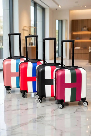 Kids Beautiful Stripe Printed Lightweight Suitcase ABS Hard Shell Luggage with Smooth Rolling Spinner Wheels and Combination Lock