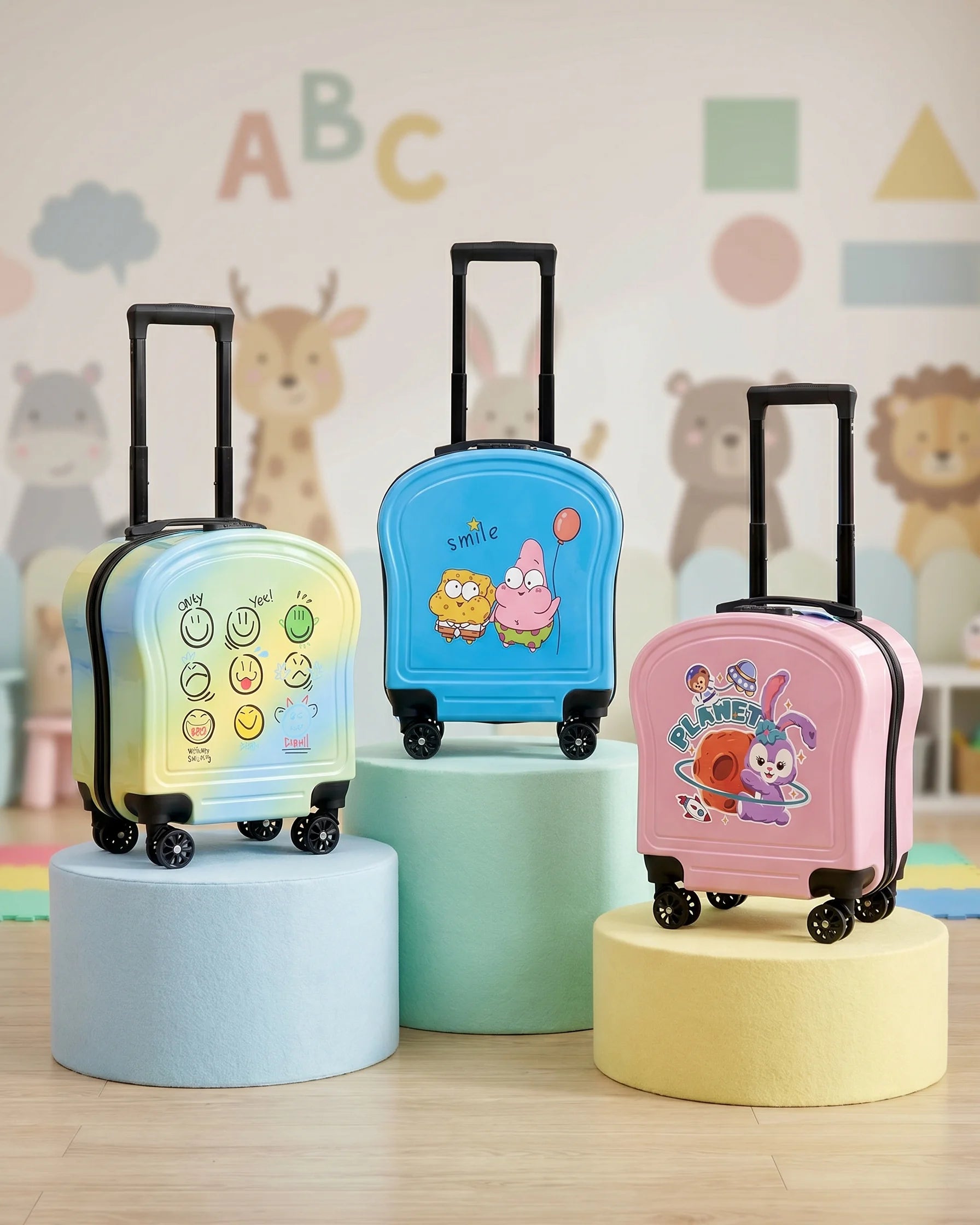 Kids Beautiful Cute Printed Lightweight Suitcase ABS Hard Shell Luggage with Smooth Rolling Spinner Wheels And Combination Lock