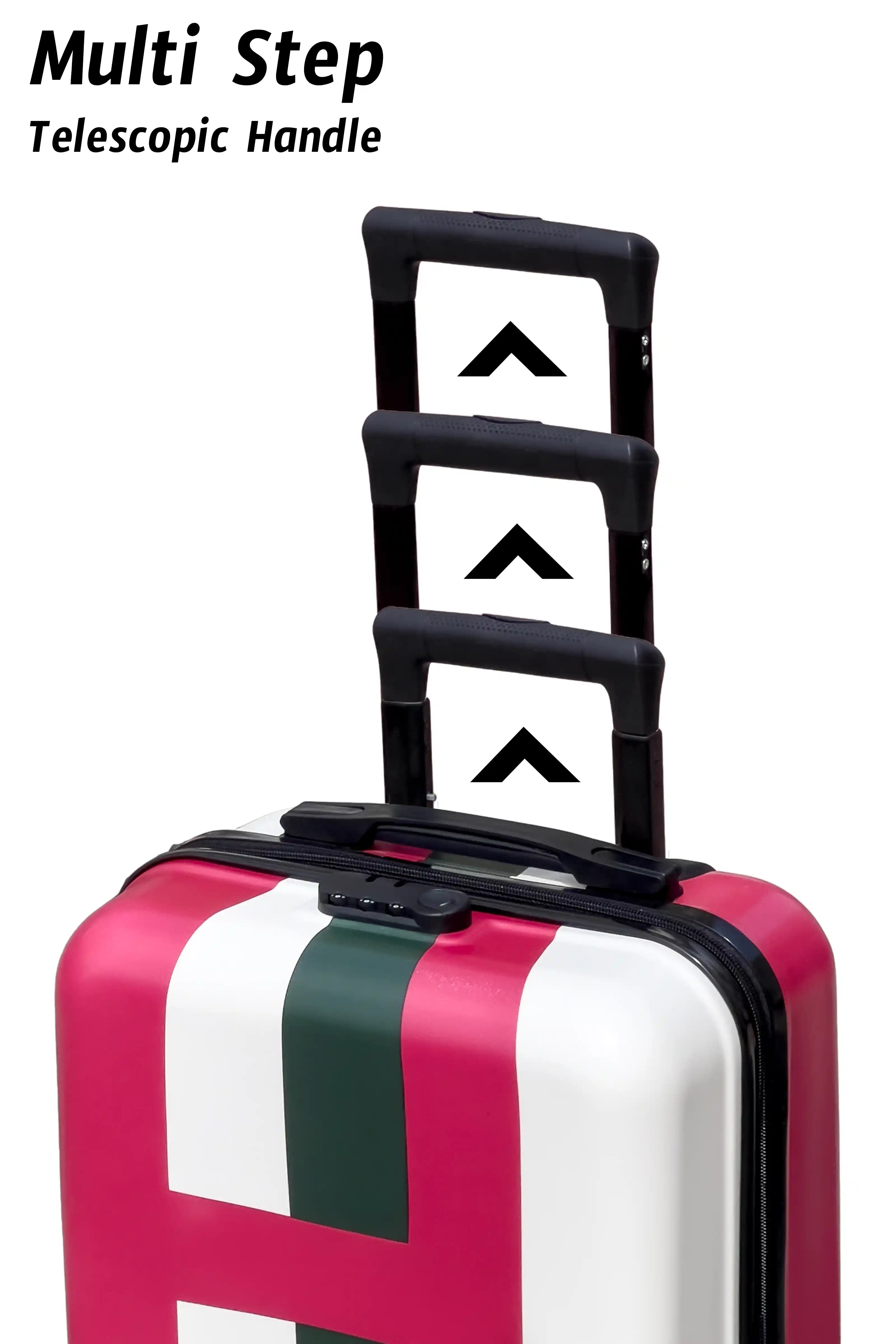 Kids Beautiful Stripe Printed Lightweight Suitcase ABS Hard Shell Luggage with Smooth Rolling Spinner Wheels and Combination Lock