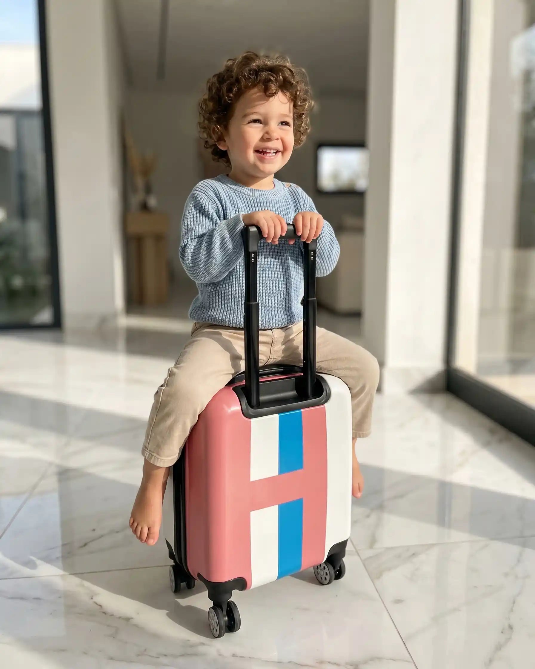 Kids Beautiful Stripe Printed Lightweight Suitcase ABS Hard Shell Luggage with Smooth Rolling Spinner Wheels and Combination Lock