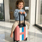 Kids Beautiful Stripe Printed Lightweight Suitcase ABS Hard Shell Luggage as kids stroller