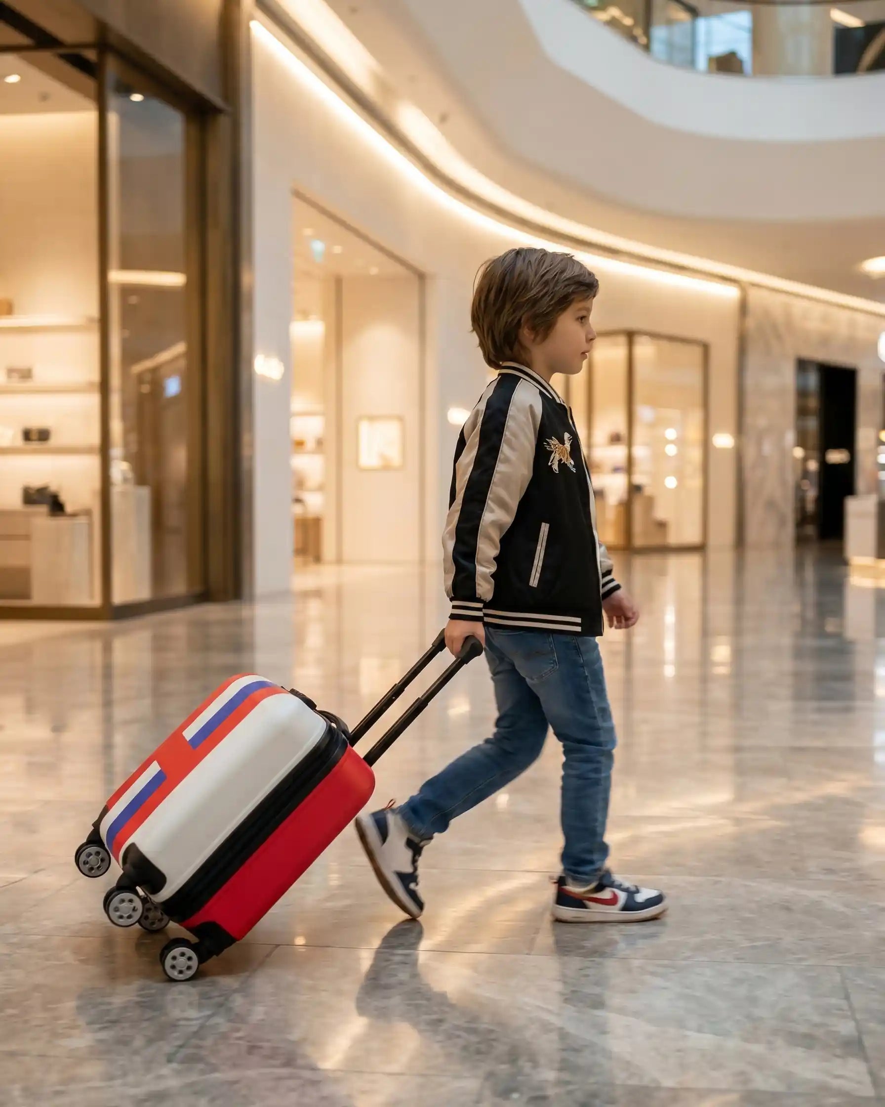 Kids Beautiful Stripe Printed Lightweight Suitcase ABS Hard Shell Luggage with Smooth Rolling Spinner Wheels and Combination Lock