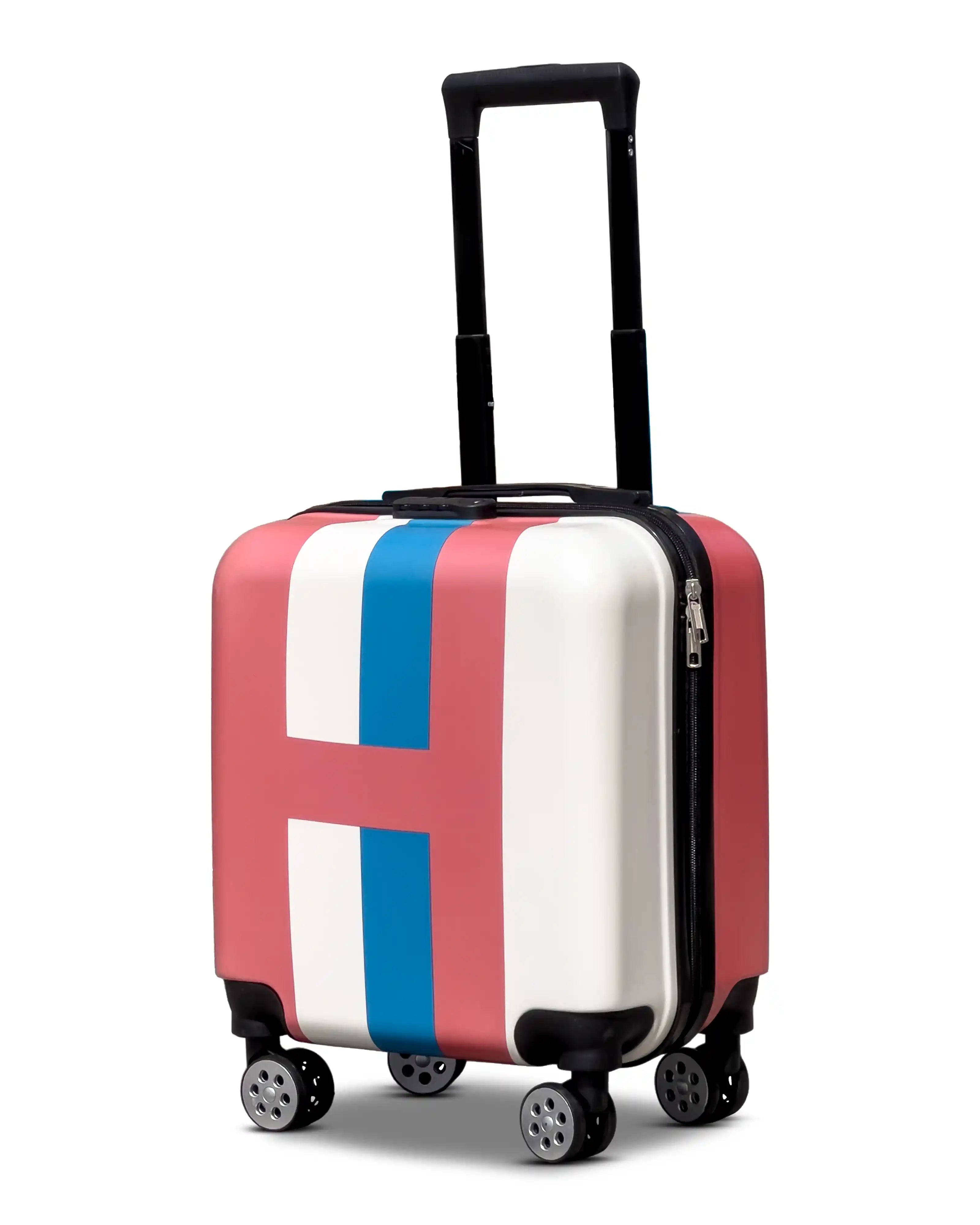 Kids Beautiful Stripe Printed Lightweight Suitcase ABS Hard Shell Luggage with Smooth Rolling Spinner Wheels and Combination Lock
