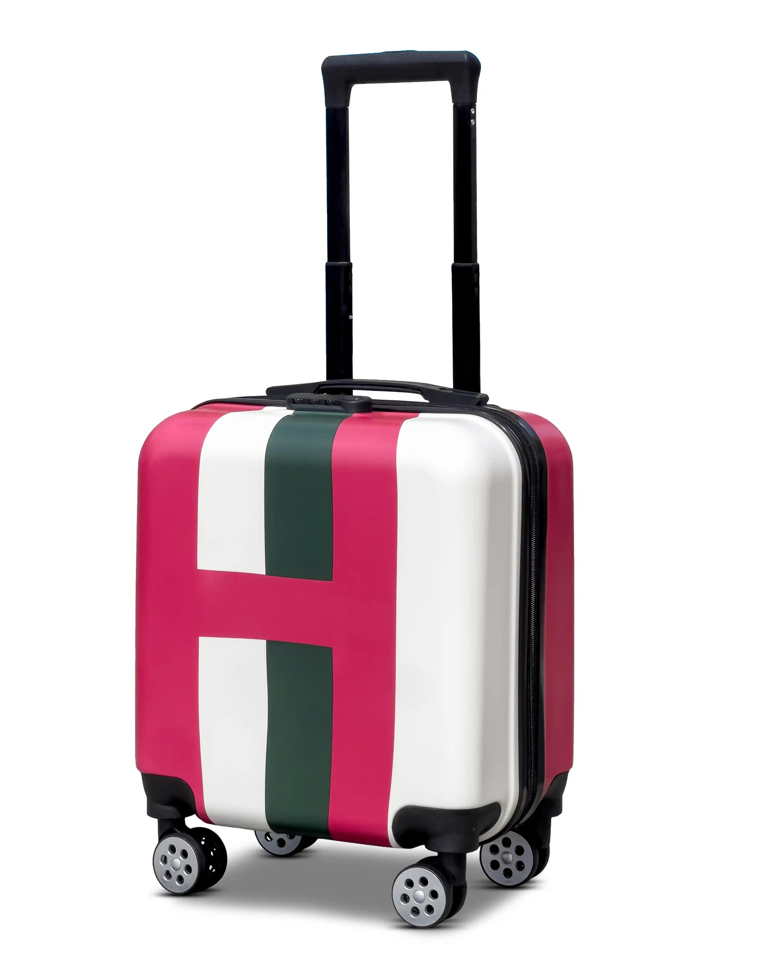 Kids Beautiful Stripe Printed Lightweight Suitcase ABS Hard Shell Luggage with Smooth Rolling Spinner Wheels and Combination Lock