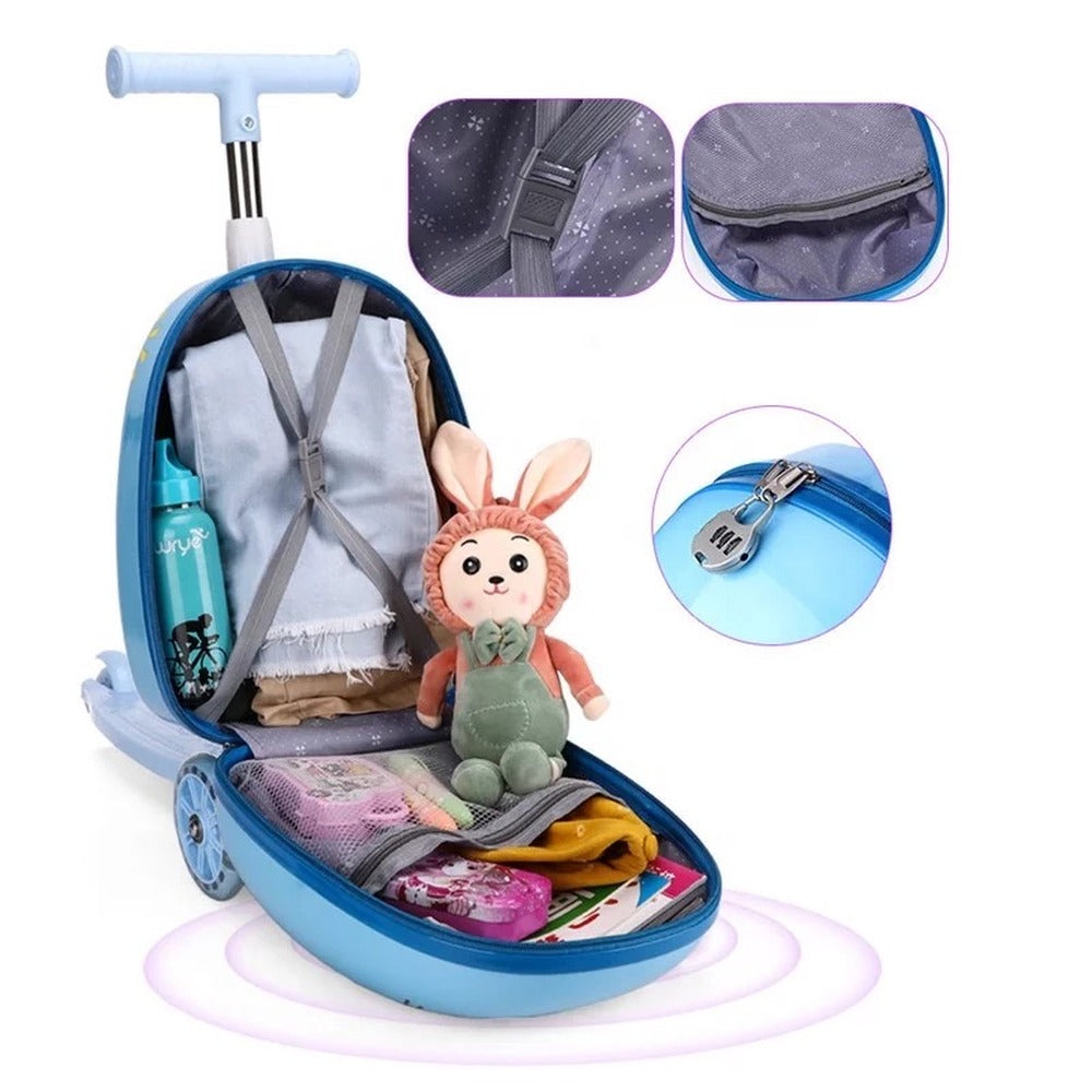 Printed Lightweight Hard Shell Kids Suitcase Luggage Scooter Bag | Cute princess Printed Zaappy.com
