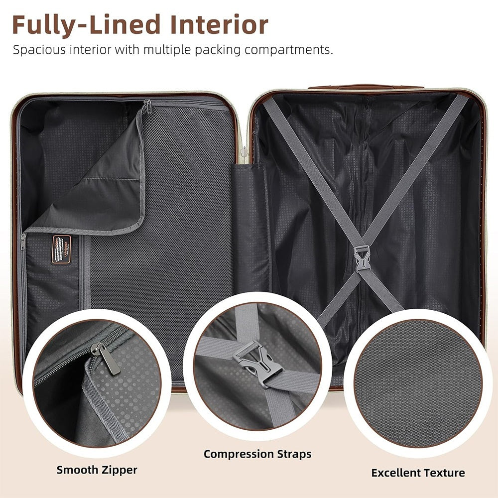 LARVENDER Expandable 5 Piece Unbreakable Hardside PP Luggage Set | Lightweight Travel Bags with Spinner Wheels | Carry On Suitcase Set with Toiletry Pouch