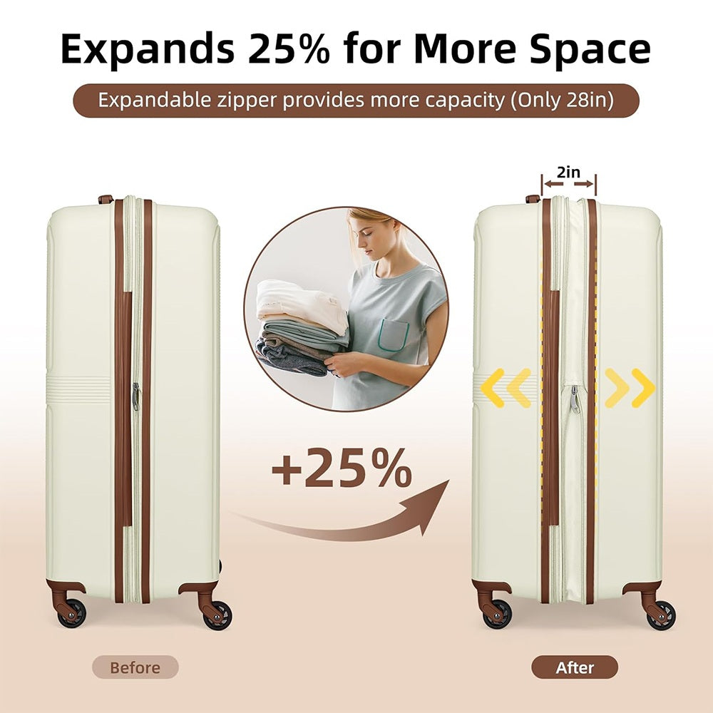 LARVENDER Expandable 5 Piece Unbreakable Hardside PP Luggage Set | Lightweight Travel Bags with Spinner Wheels | Carry On Suitcase Set with Toiletry Pouch