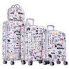 4 Pcs Set 7, 20, 24 and 28 Inches ABS Printed White 4 Wheel Spinner wheel Luggage Bag | Lovely Trolley White