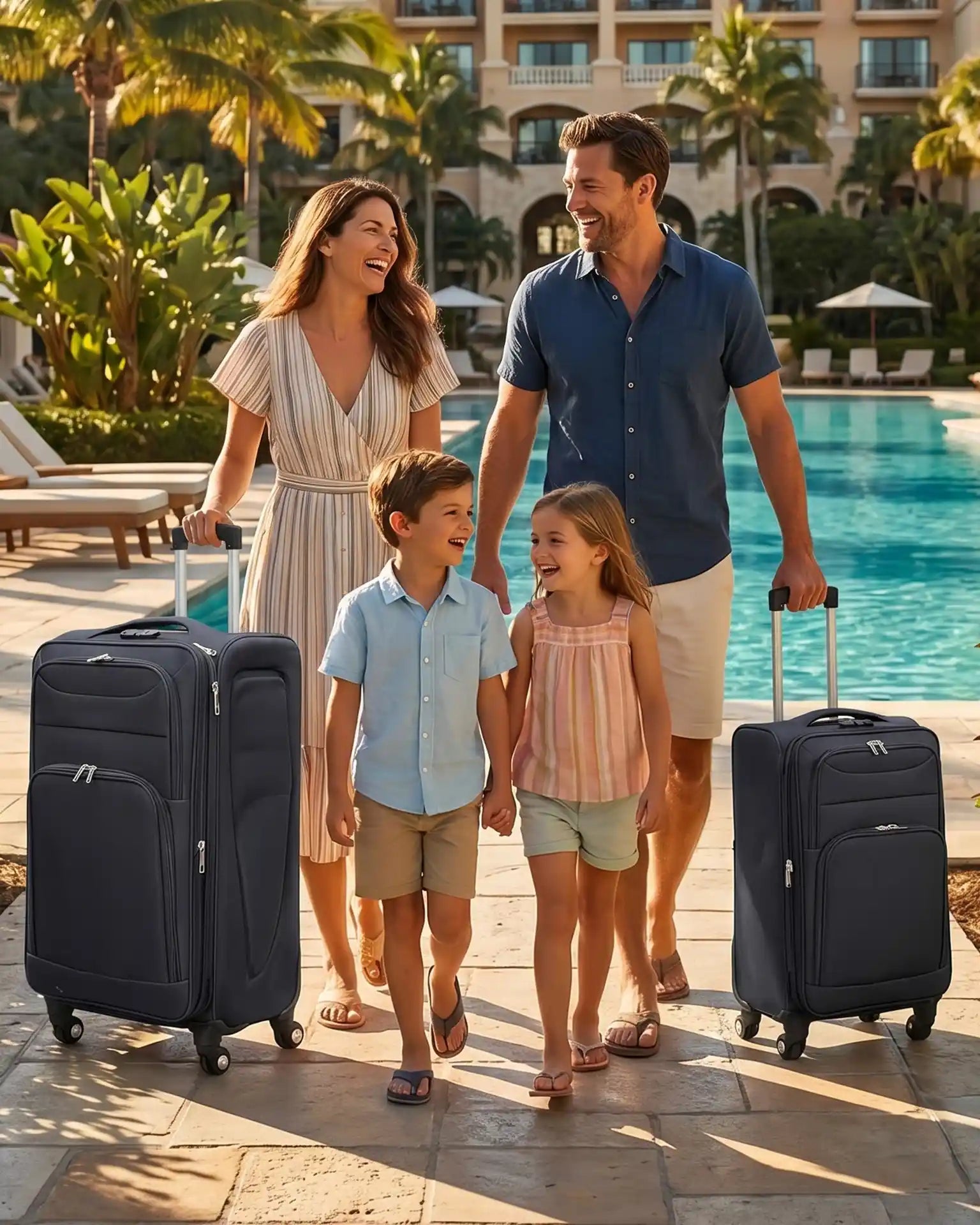 2 Piece Set LP 4 Wheel Soft Material Luggage | Carry-On & Checked Suitcase Combo
