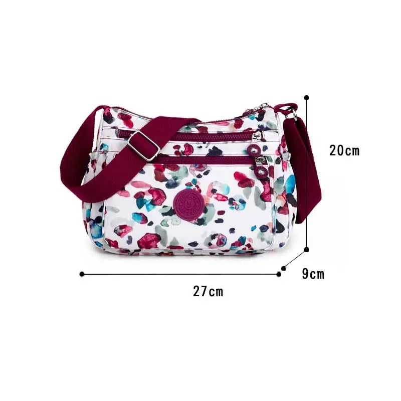 Floral Print LS Cross Body Shoulder Bag | Multi Zipper Pocket Casual Sling Bag