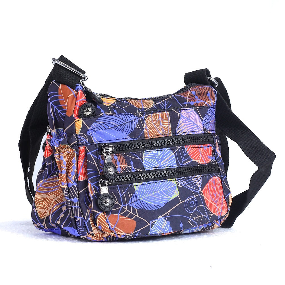 Floral Print LS Cross Body Shoulder Bag | Multi Zipper Pocket Casual Sling Bag