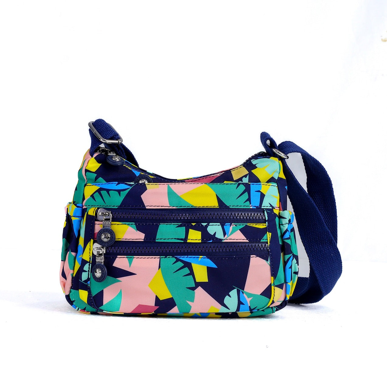 Floral Print LS Cross Body Shoulder Bag | Multi Zipper Pocket Casual Sling Bag