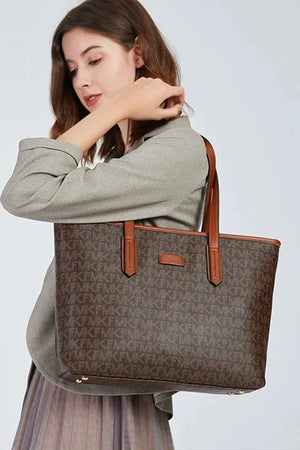 Large Capacity Women PU Leather F Printed Shoulder Bag | Casual Handbag For Travel