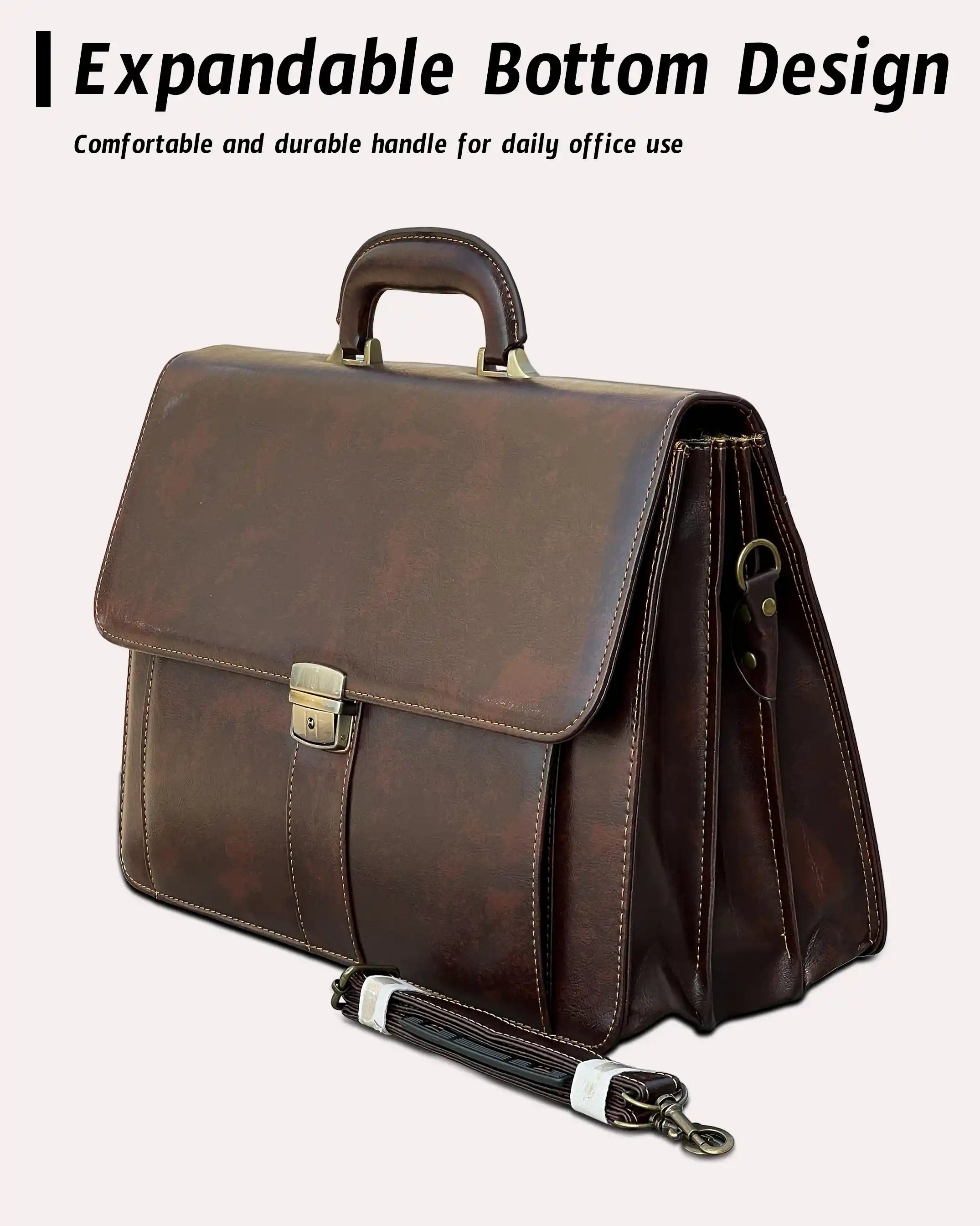 Lawyer Attorney Leather Briefcase Lightweight Secure Business Men Bag