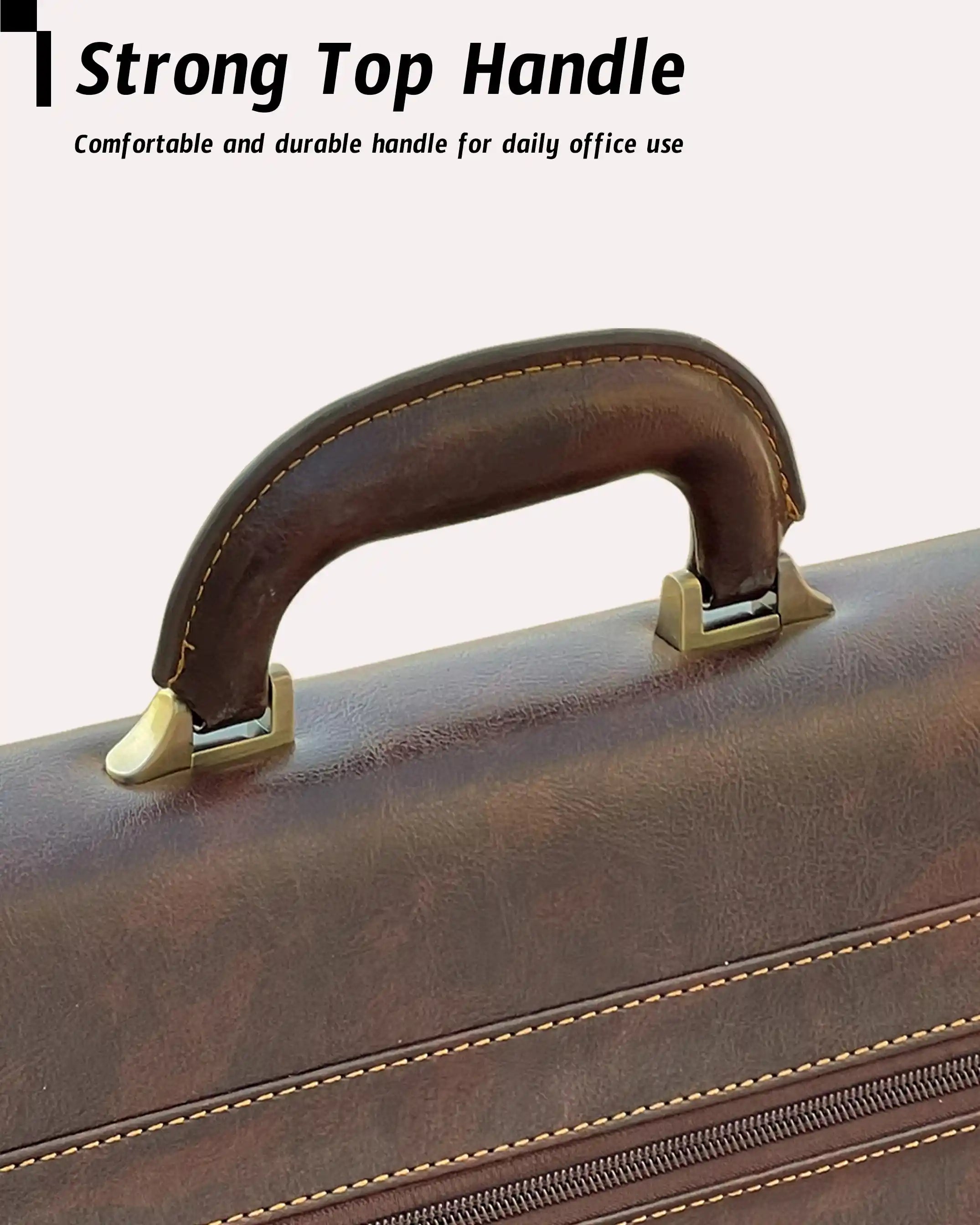 Lawyer Attorney Leather Briefcase Lightweight Secure Business Men Bag