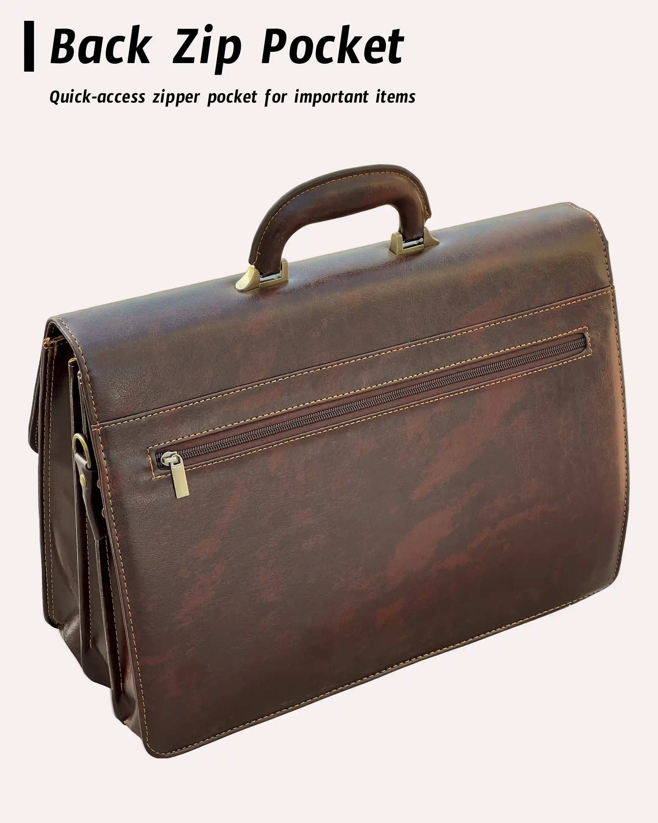 Lawyer Attorney Leather Briefcase Lightweight Secure Business Men Bag