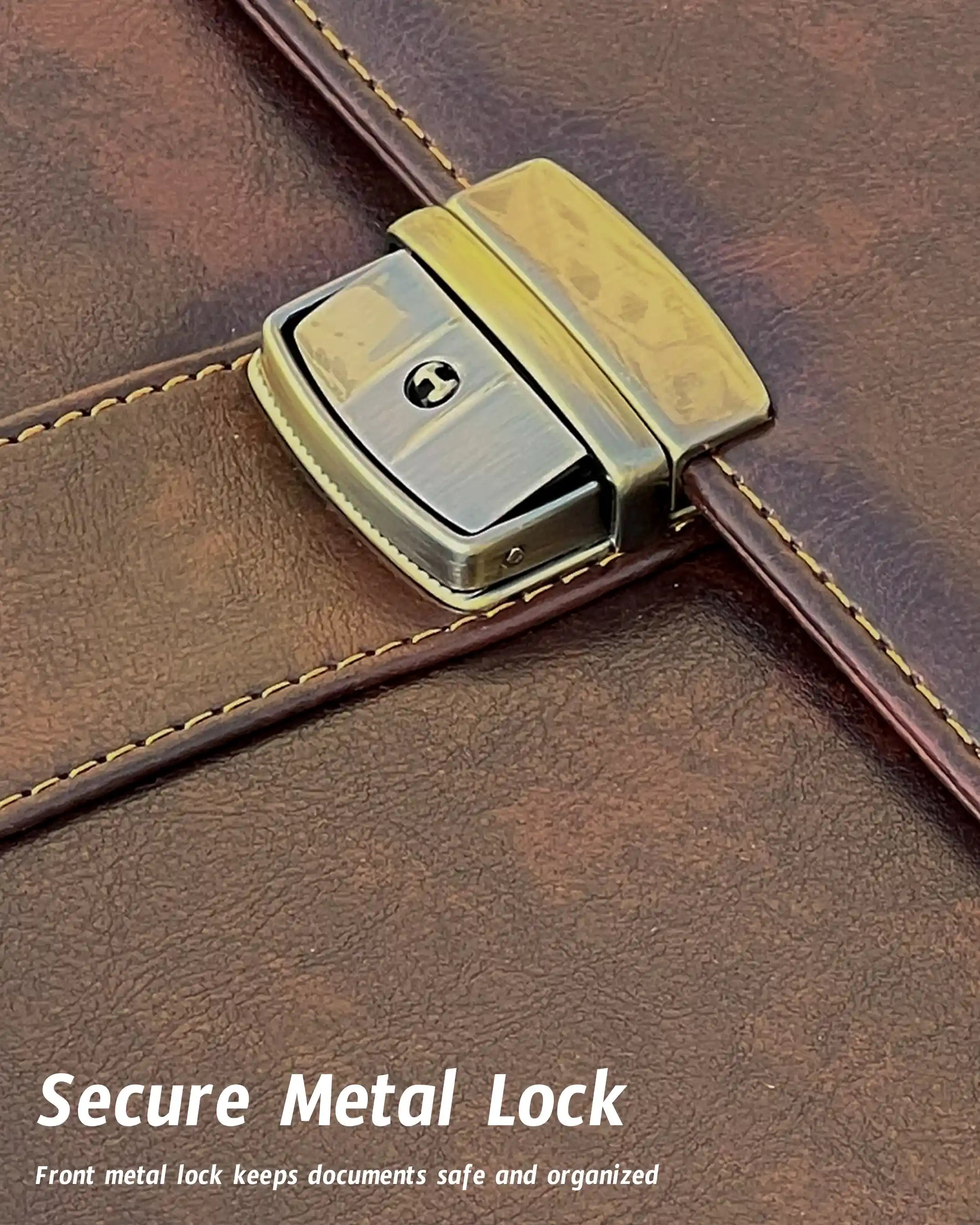 Lawyer Attorney Leather Briefcase Lightweight Secure Business Men Bag