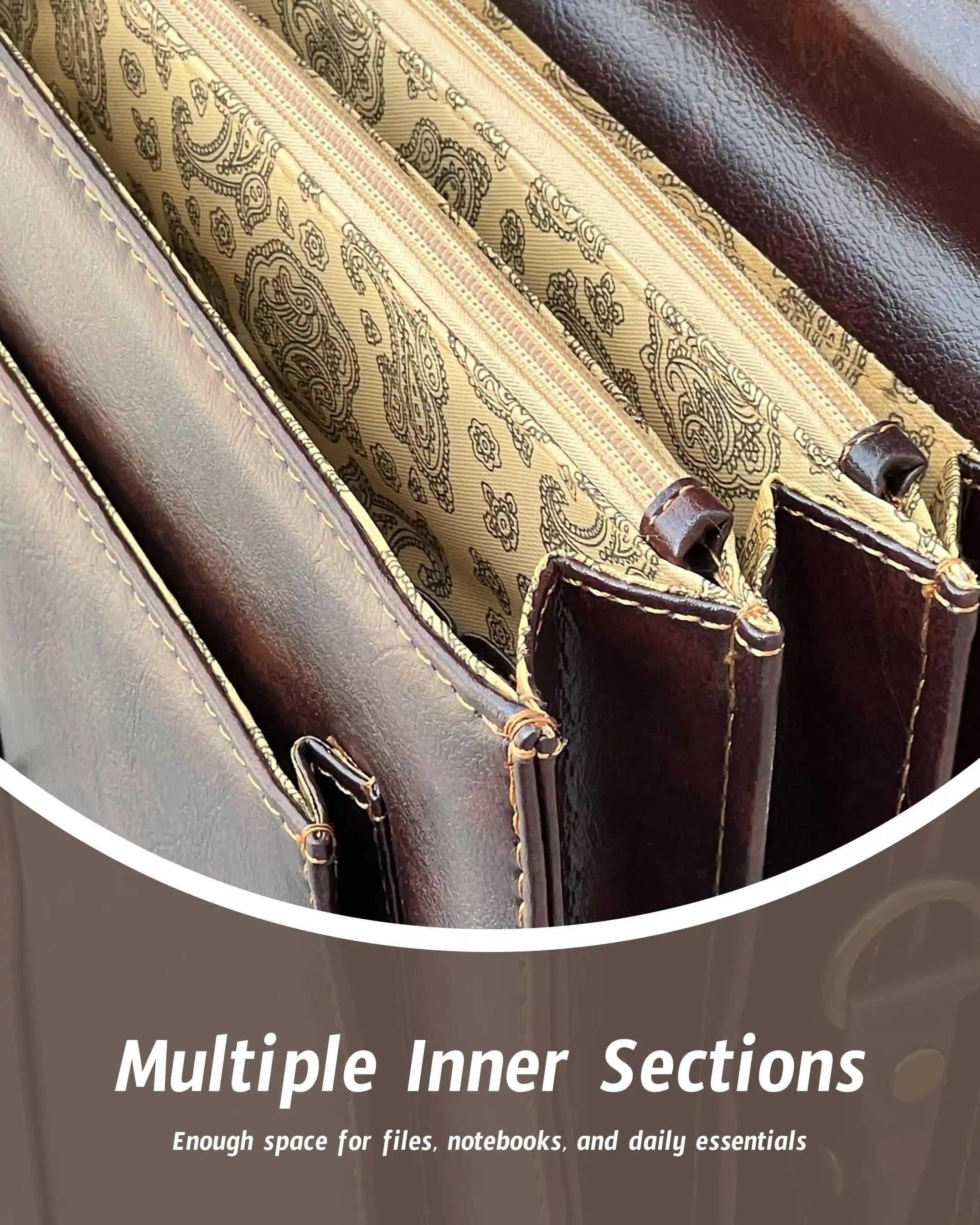 Lawyer Attorney Leather Briefcase Lightweight Secure Business Men Bag