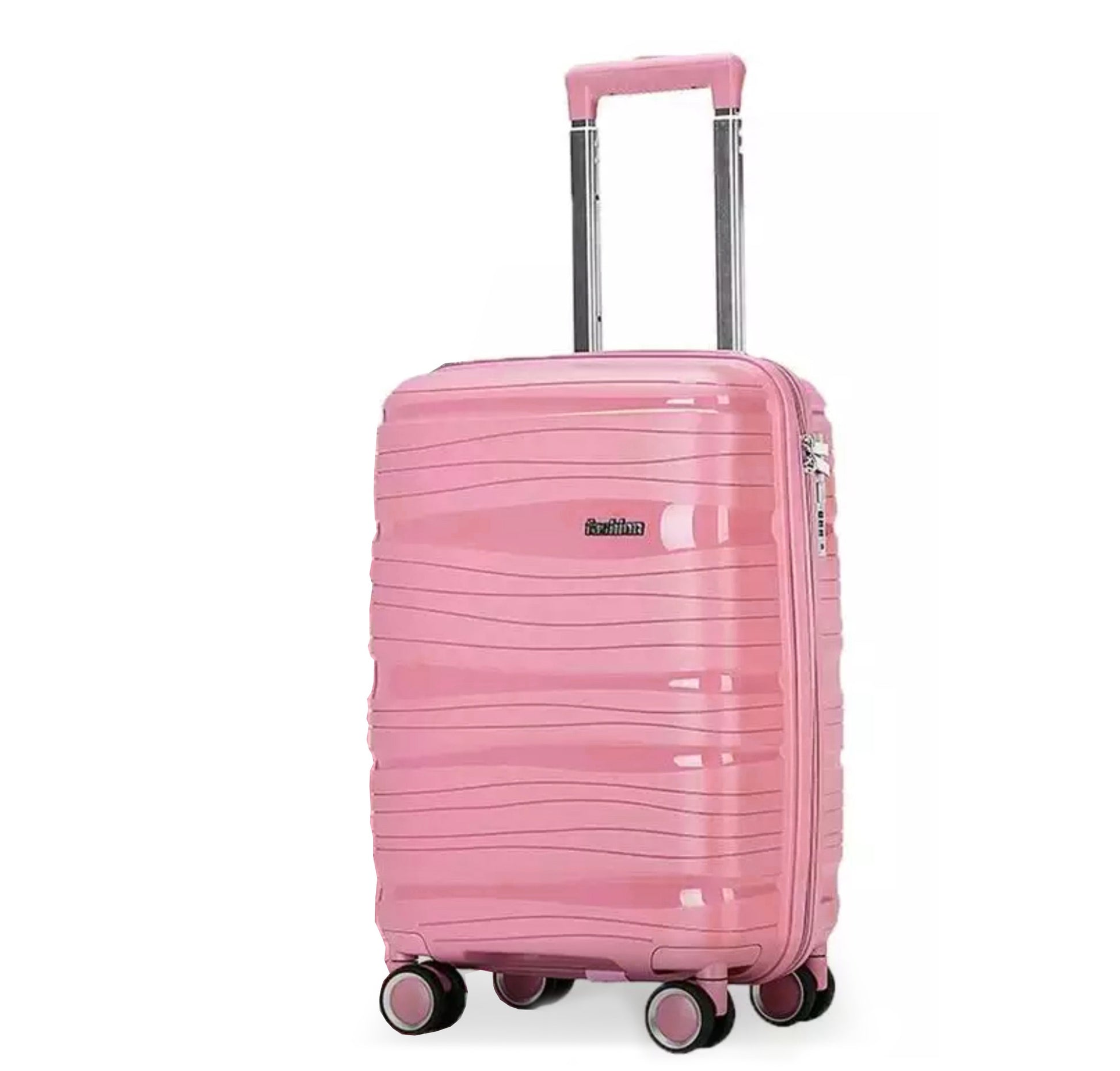 3 Piece Full Set 20" 24" 28 Inches Light Pink Colour Royal PP Luggage lightweight Hard Case Trolley Bag With Double Spinner Wheel Zaappy.com