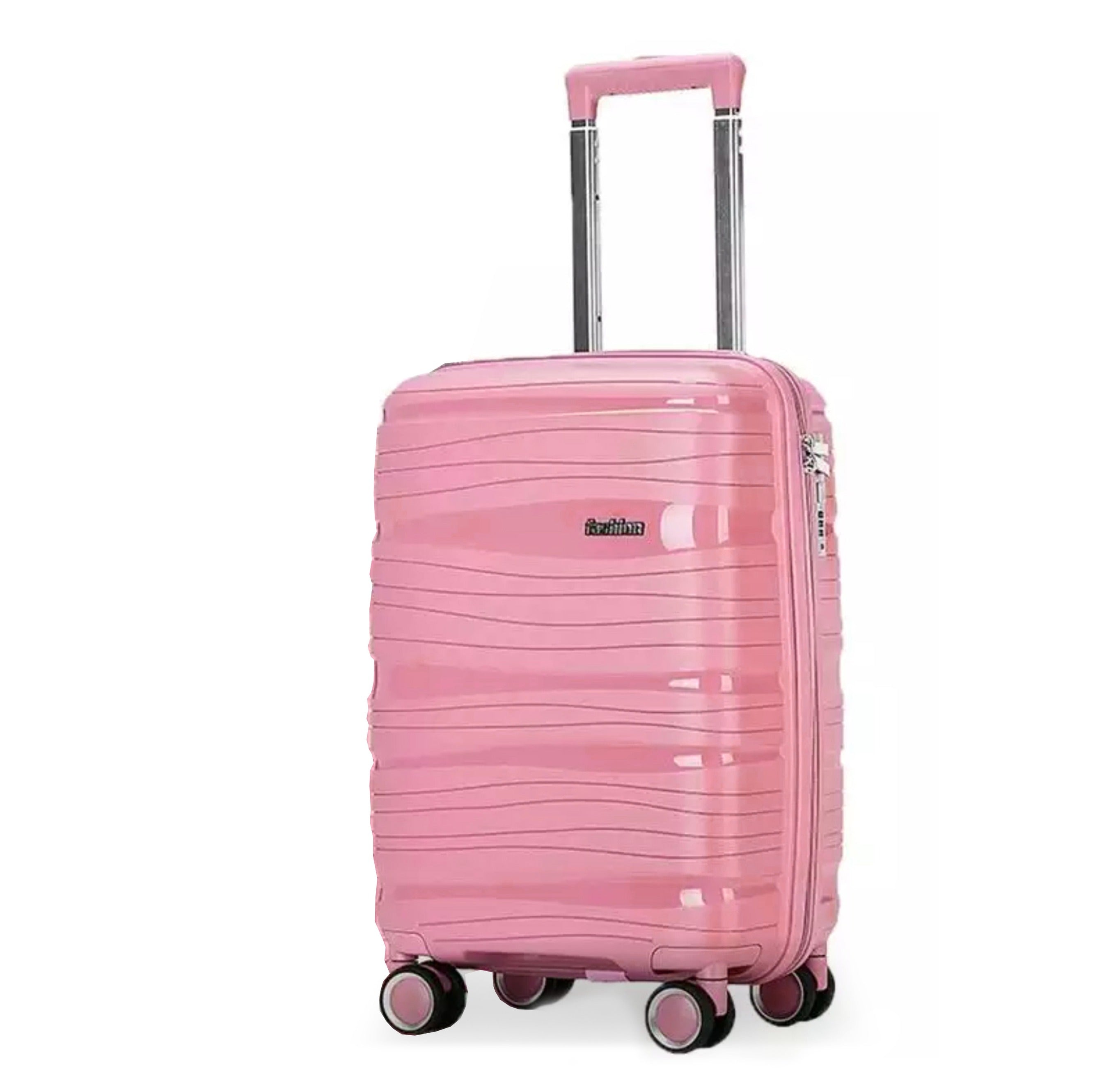 20" Light Pink Colour Royal PP Luggage Lightweight Hard Case Carry On Trolley Bag with Double Spinner Wheel
