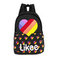 Large Capacity Colourful Love Printed Likee Kids Backpack Zaappy