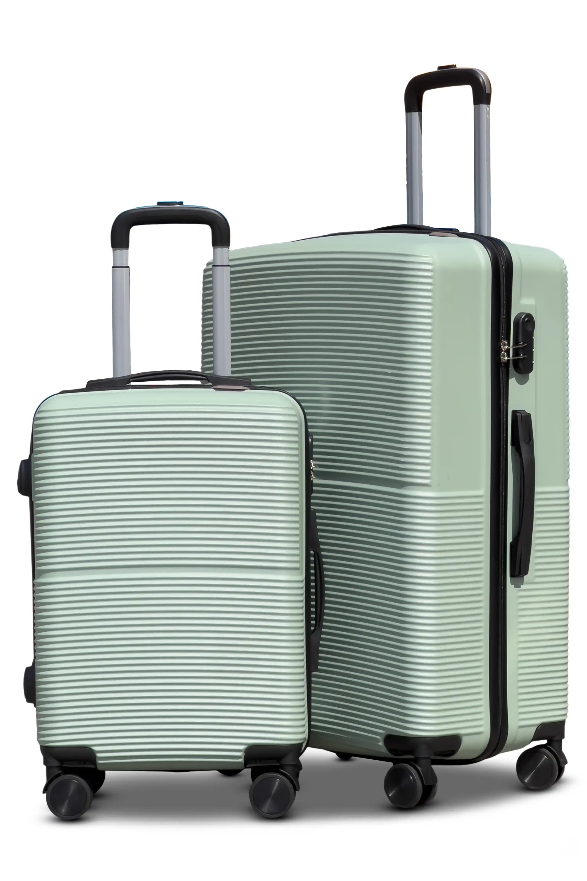 Set of two luggages Light green 20 inch cabin size and 28 inch checked size Zaappy suitcases