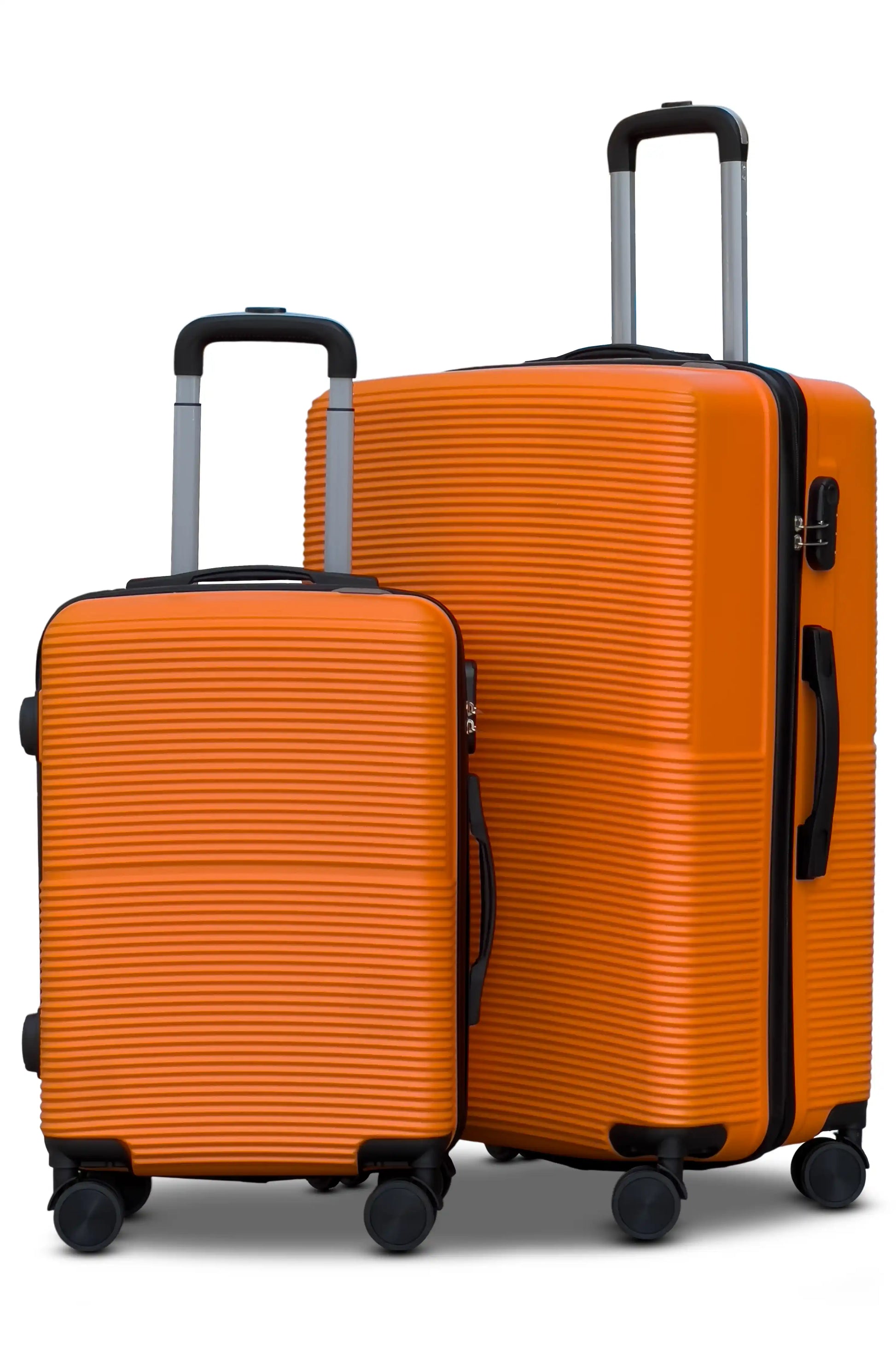 Set of two luggages orange 20 inch cabin size and 28 inch checked size Zaappy suitcases