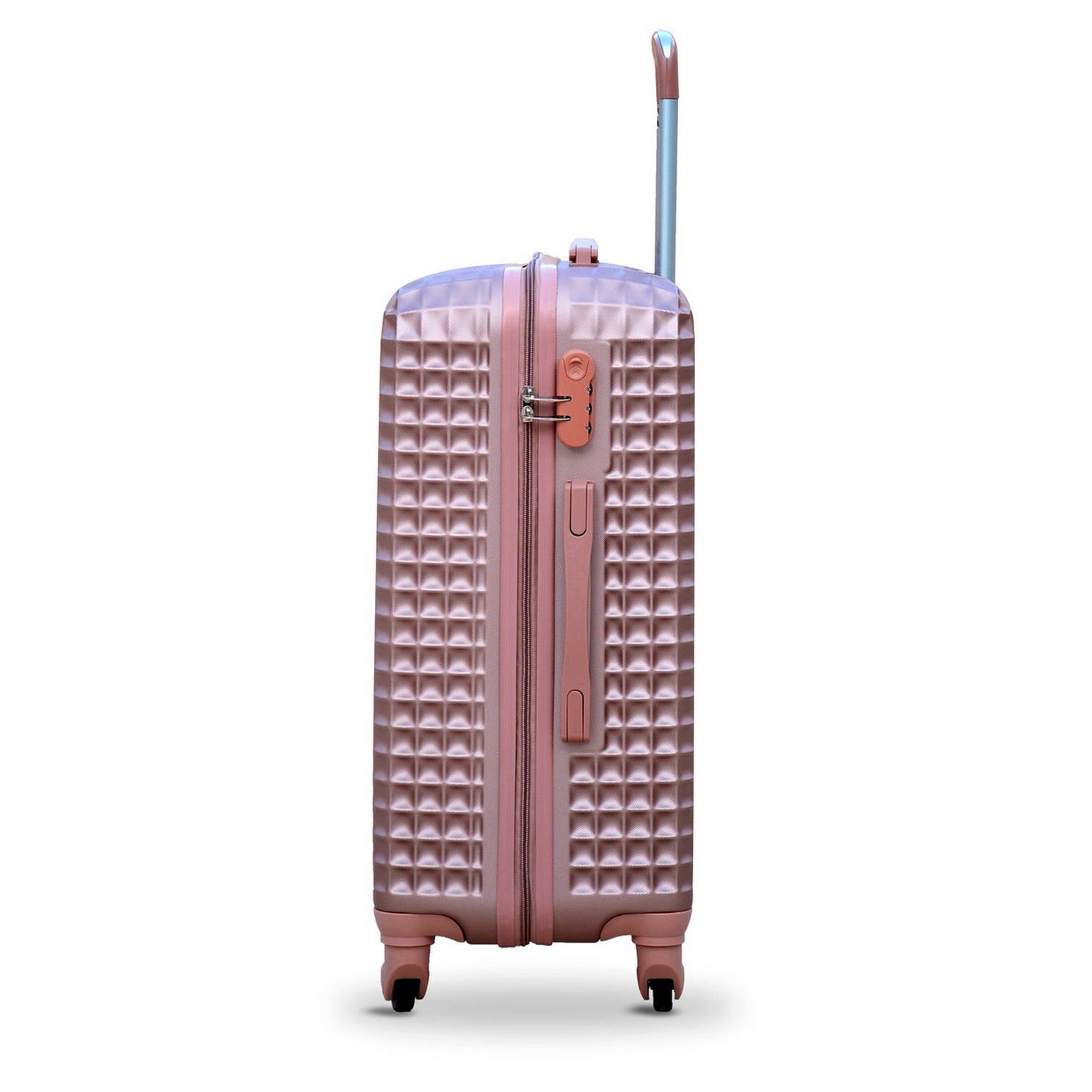 4 Piece Set 7" 20" 24" 28 Inches Rose Gold Colour Square Cut ABS Luggage Lightweight Hard Case Trolley Bag Zaappy.com