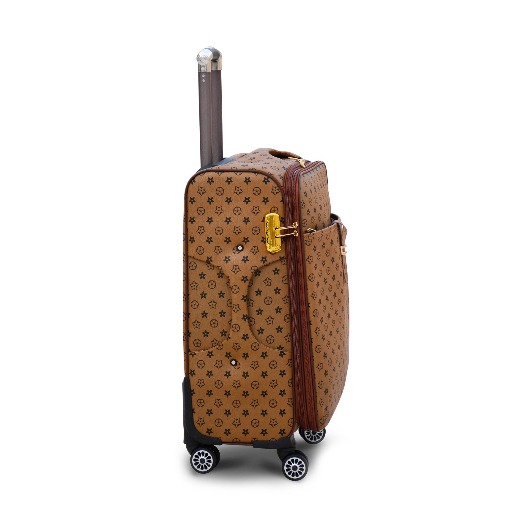 3 Piece Set 20" 24" 28 Inches Light Brown LVR PU Leather Lightweight Luggage Bag With Spinner Wheel