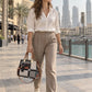Stylish Long Check PU Material Shoulder Bag With Detachable Shoulder Strap