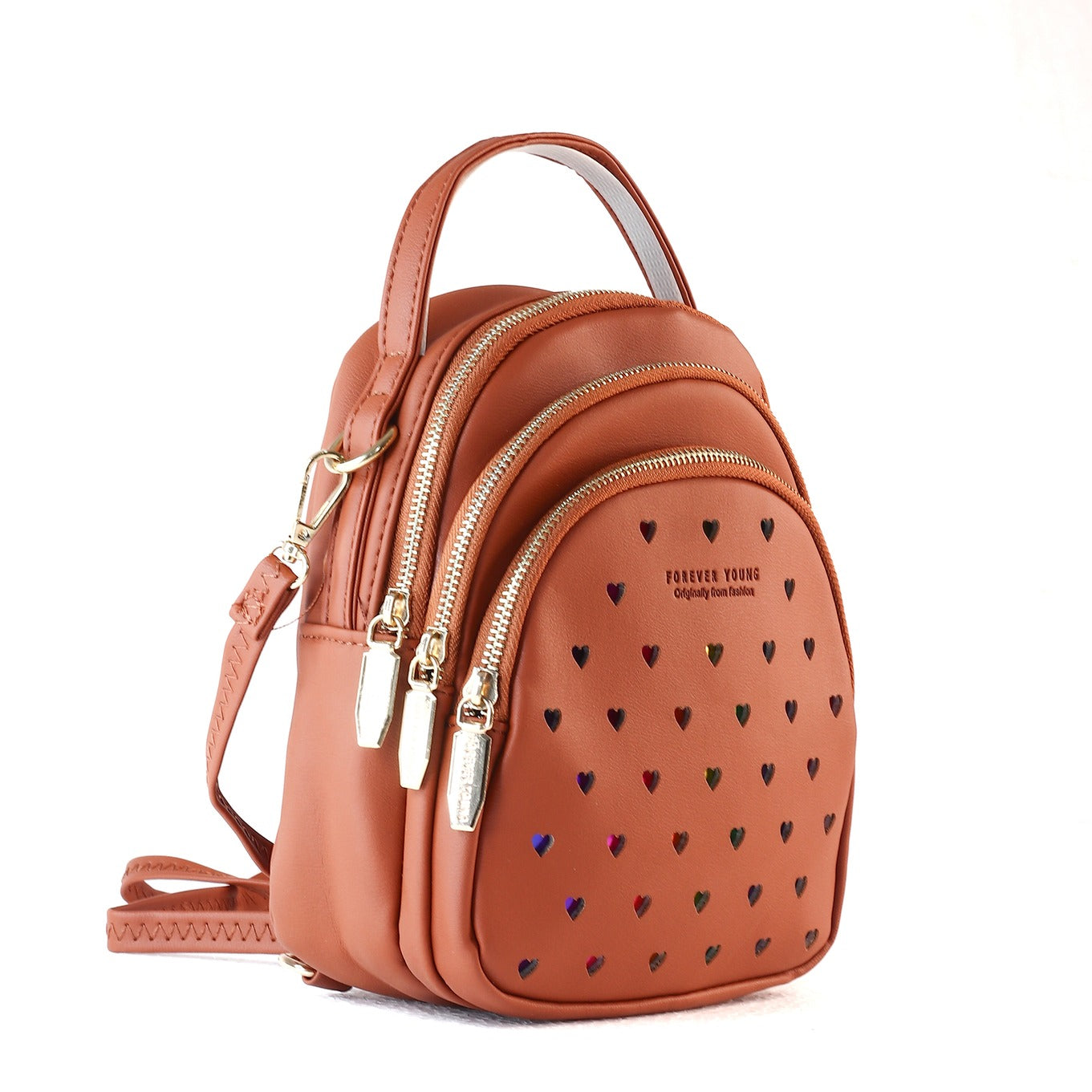 Forever Young 3 Zipper Love Mini Backpack For Women | Casual Travel Bag