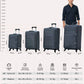LP 4 Wheel Soft Material Luggage 2 Piece Set Carry On & Checked Suitcase Combo with dimension chart