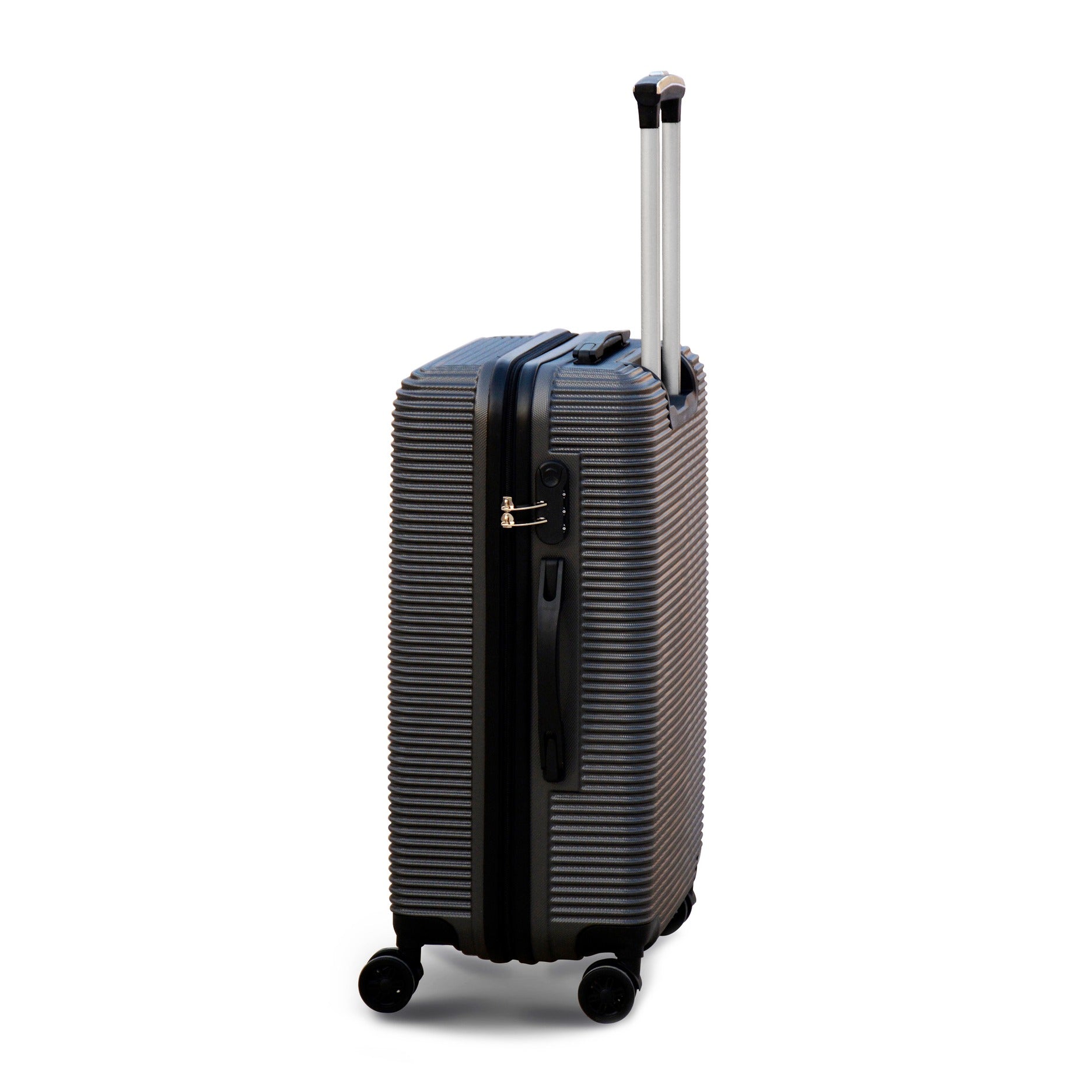 3 Piece Full Set 20" 24" 28 Inches Dark Grey Colour JIAN ABS Line Luggage Lightweight Hard Case Trolley Bag With Spinner Wheel Zaappy.com