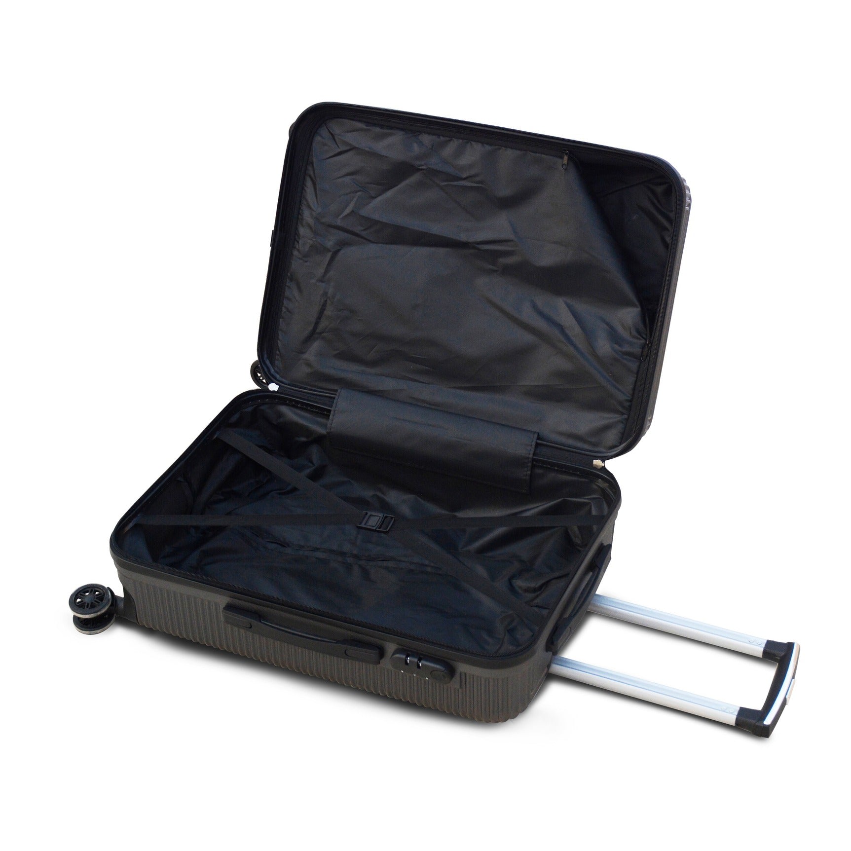 3 Piece Full Set 20" 24" 28 Inches Dark Grey Colour JIAN ABS Line Luggage Lightweight Hard Case Trolley Bag With Spinner Wheel Zaappy.com