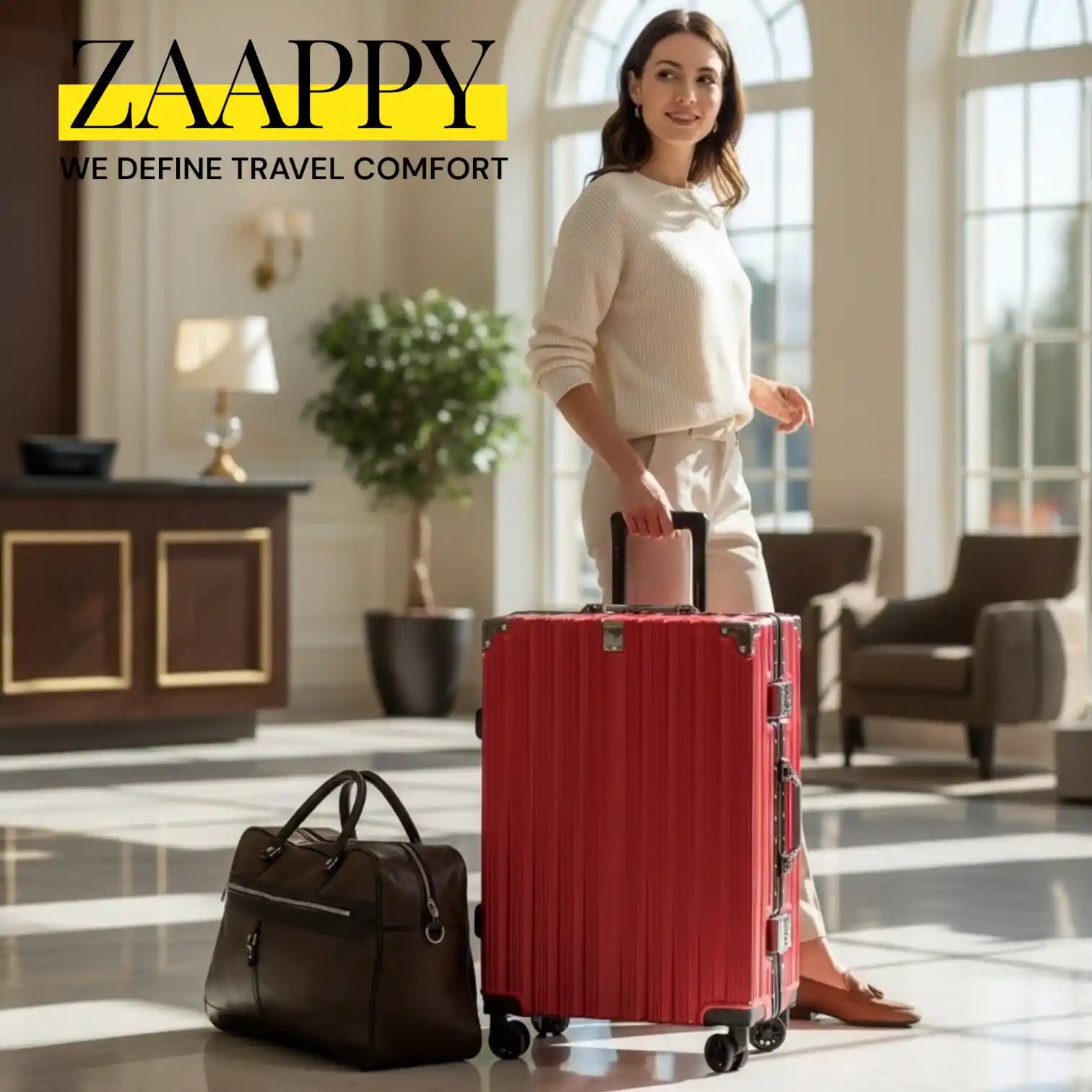 Prosp 24 Inch Aluminum Framed Check In Luggage with Free Premium PU Leather Duffle Bag