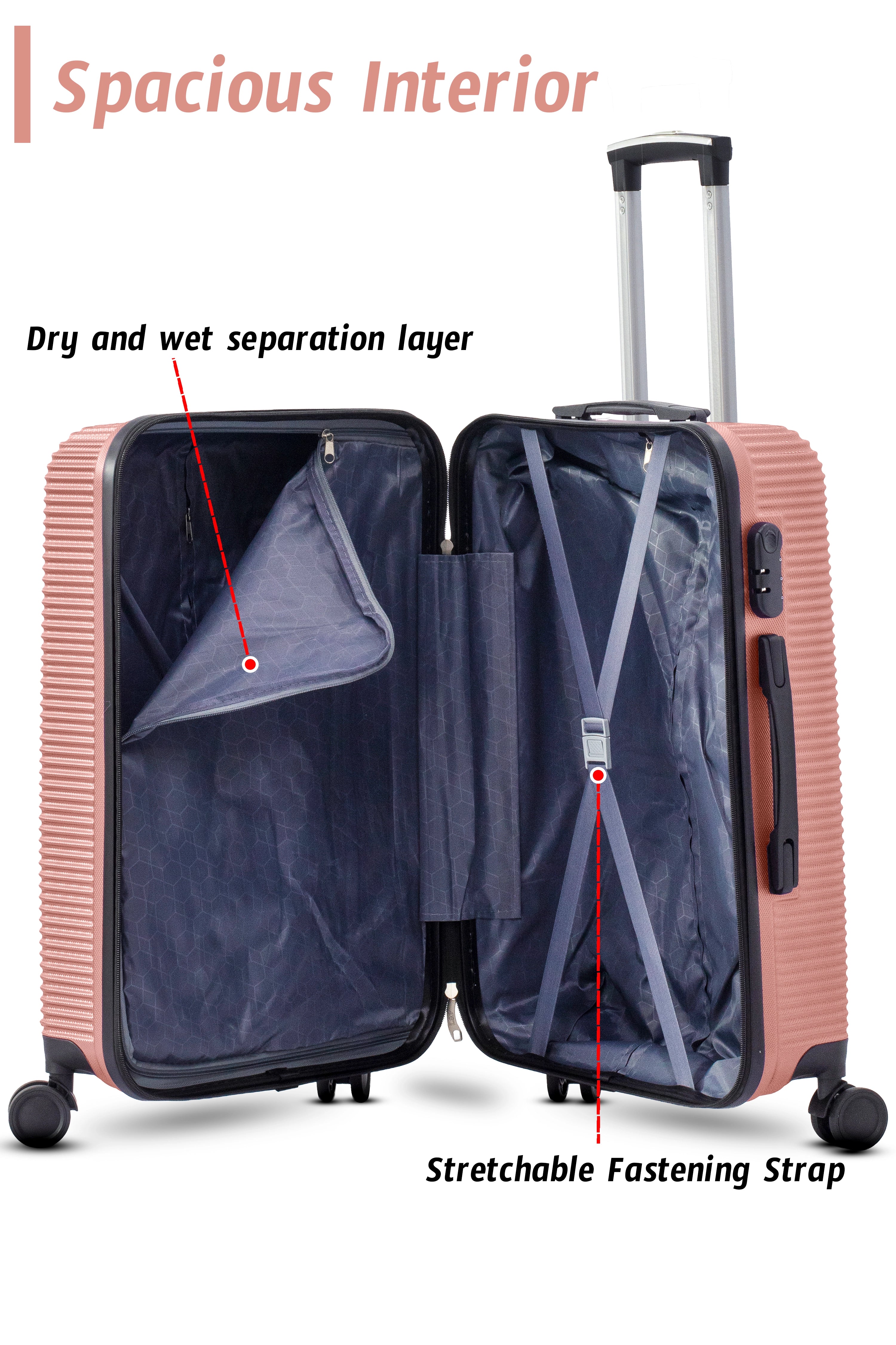 ABS Line Lightweight Luggage Bag with Double Spinner Wheel | 3 Piece Set 20, 24 and 28 Inches