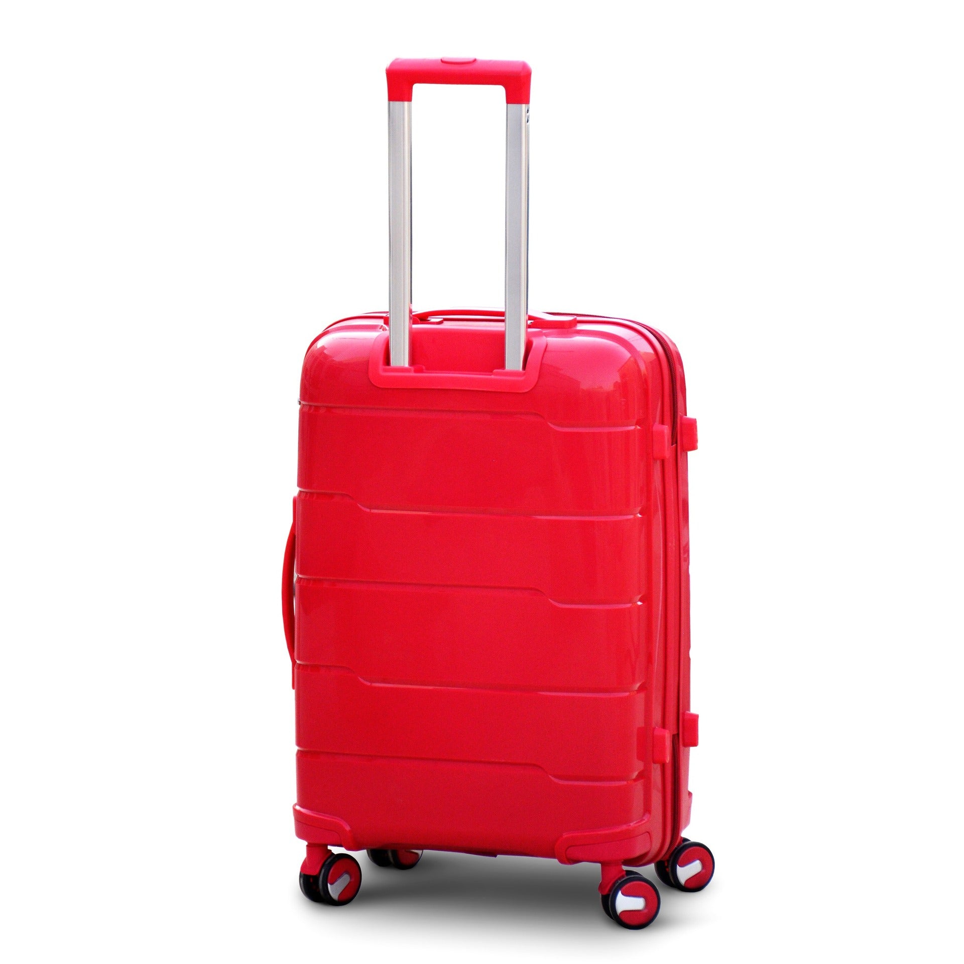 3 Piece Set 20" 24" 28 Inches Red Ceramic Smooth PP Lightweight Luggage Bag With Double Spinner Wheel