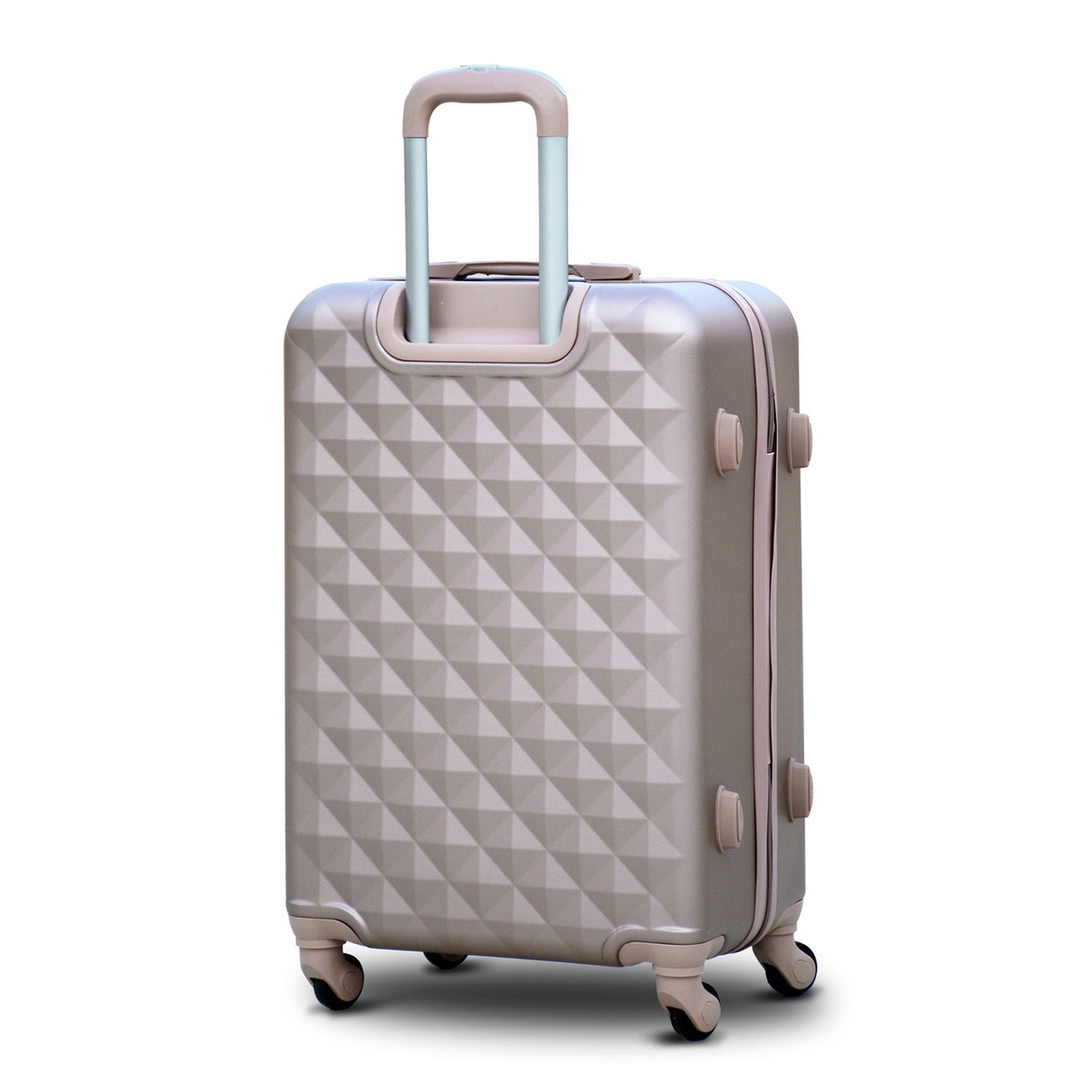 4 Piece Full Set 7" 20" 24" 28 Inches Gold Colour Diamond Cut ABS Lightweight Luggage Bag With Spinner Wheel Zaappy.com