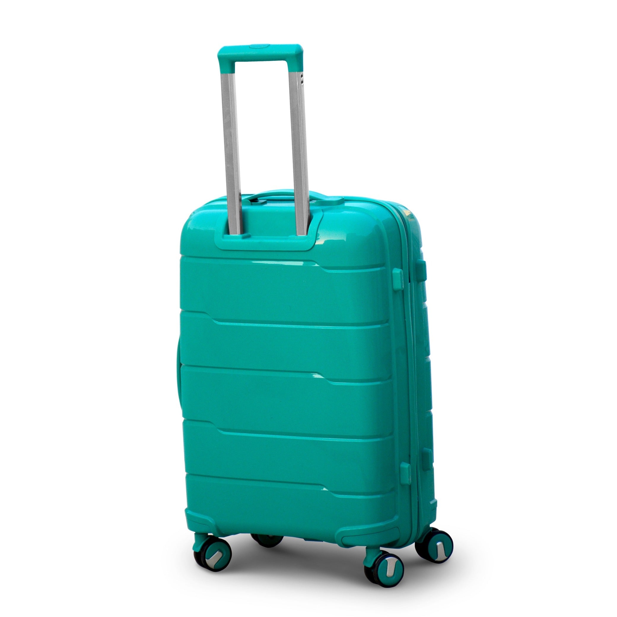 24" Green Colour Non Expandable Ceramic PP Luggage Lightweight Hard Case Trolley Bag with Double Spinner Wheel