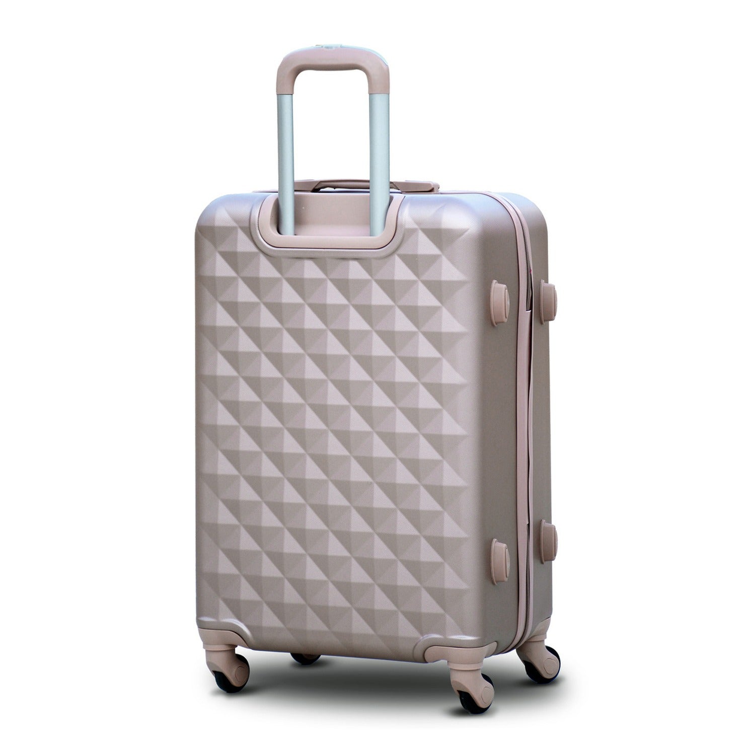 28" Gold Colour Diamond Cut ABS Lightweight Luggage Bag With Spinner Wheel Zaappy.com