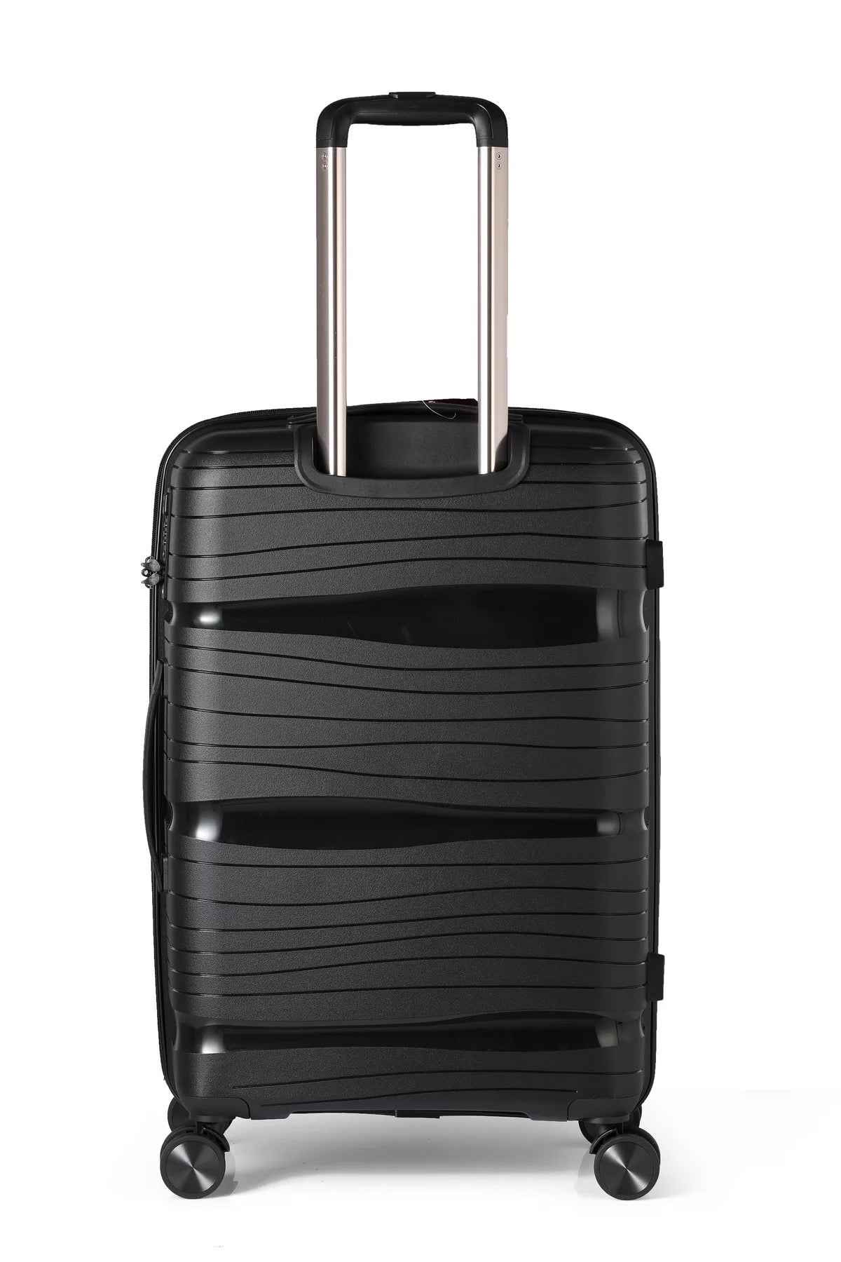 28" Black Colour Royal PP Luggage Lightweight Hard Case Trolley Bag With Double Spinner Wheel Zaappy.com