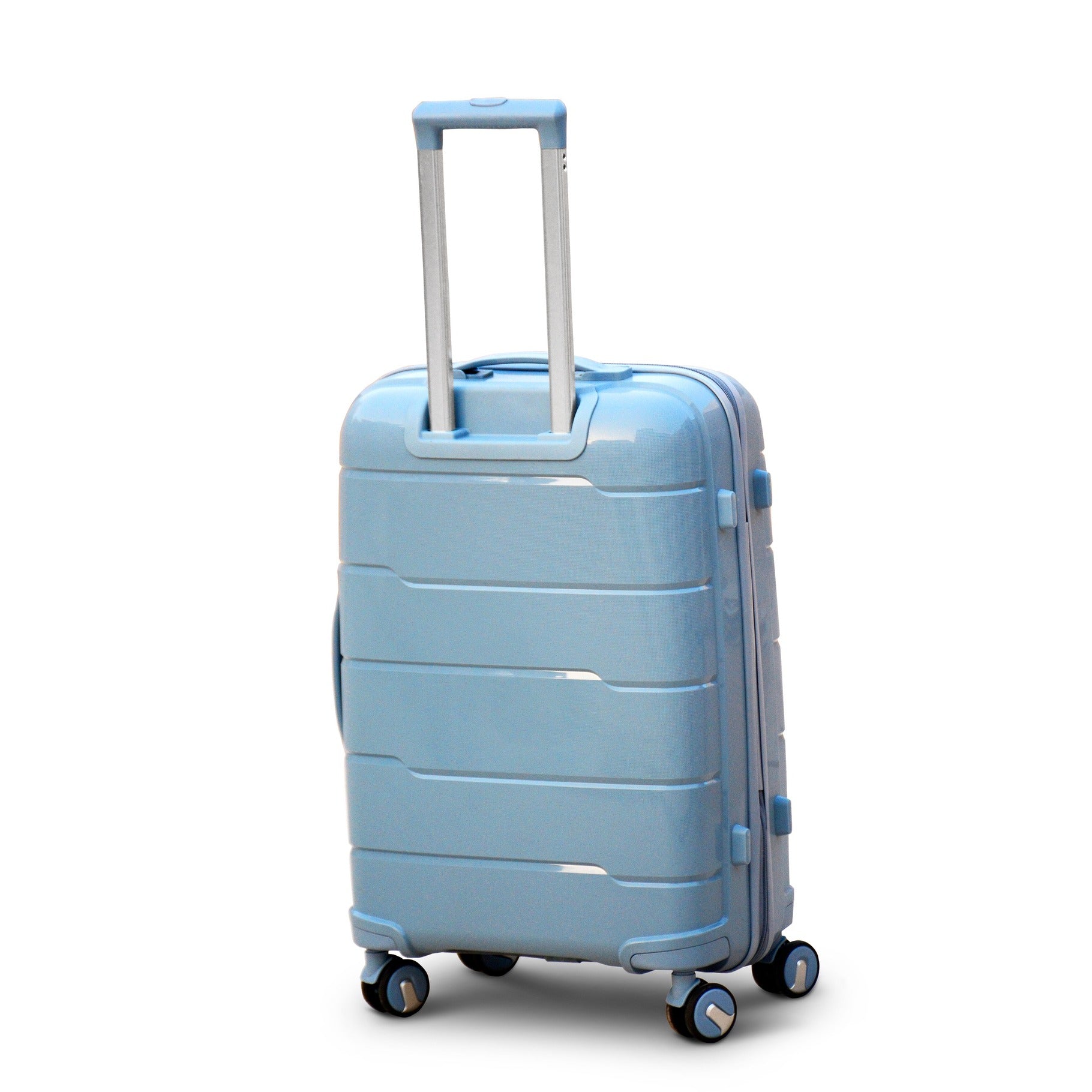 24" Grey Colour Ceramic Smooth PP Lightweight Luggage Bag with Double Spinner Wheel