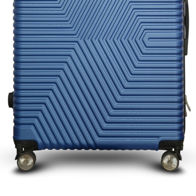 Blue Colour Zig Zag ABS Lightweight Luggage Bag With Double Spinner Wheel Zaappy