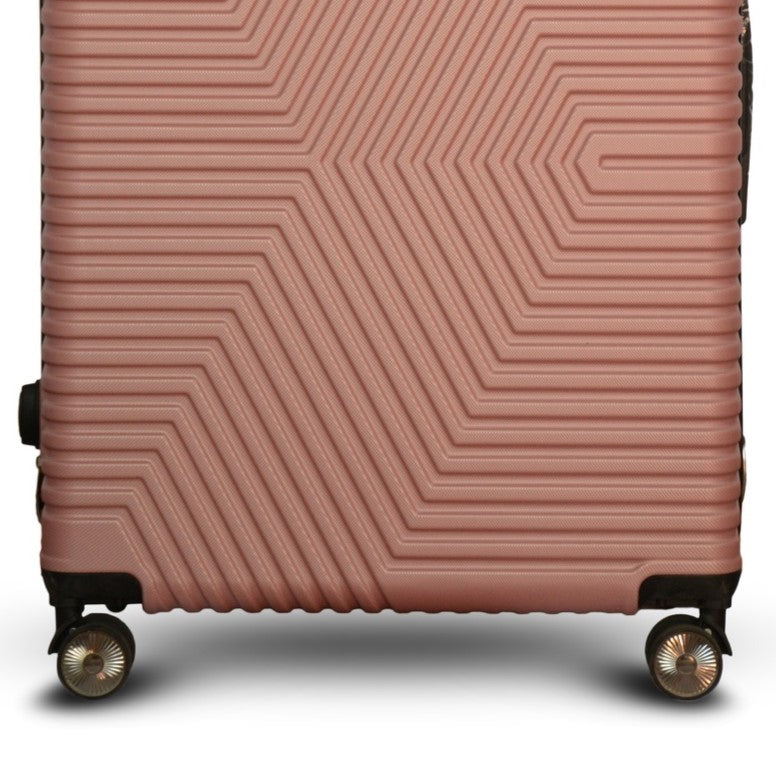 Rose Gold Colour Zig Zag ABS Lightweight Luggage Bag With Double Spinner Wheel Zaappy