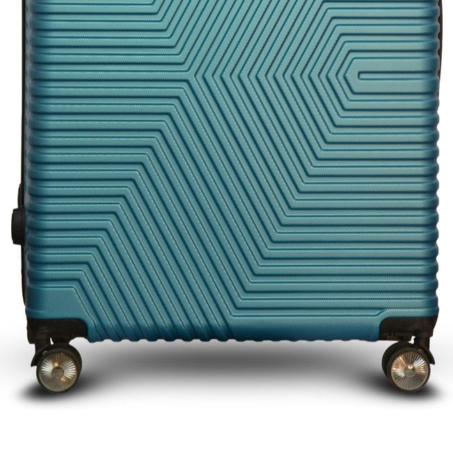Sea Blue Colour Zig Zag ABS Lightweight Luggage Bag With Double Spinner Wheel Zaappy