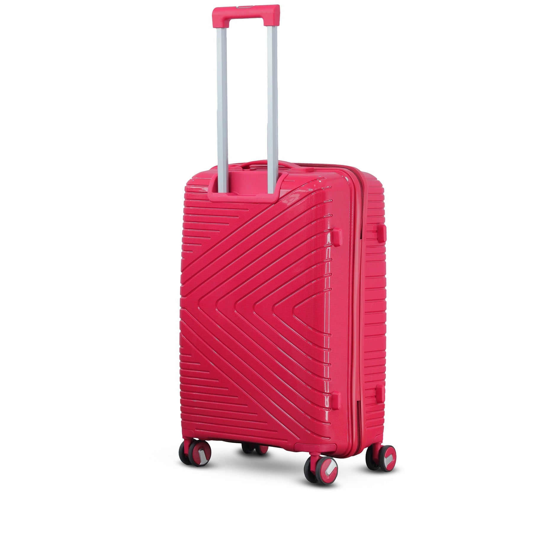 3 Piece Set 20" 24" 28 Inches Red Crossline PP Unbreakable Luggage Bag with Double Spinner Wheel