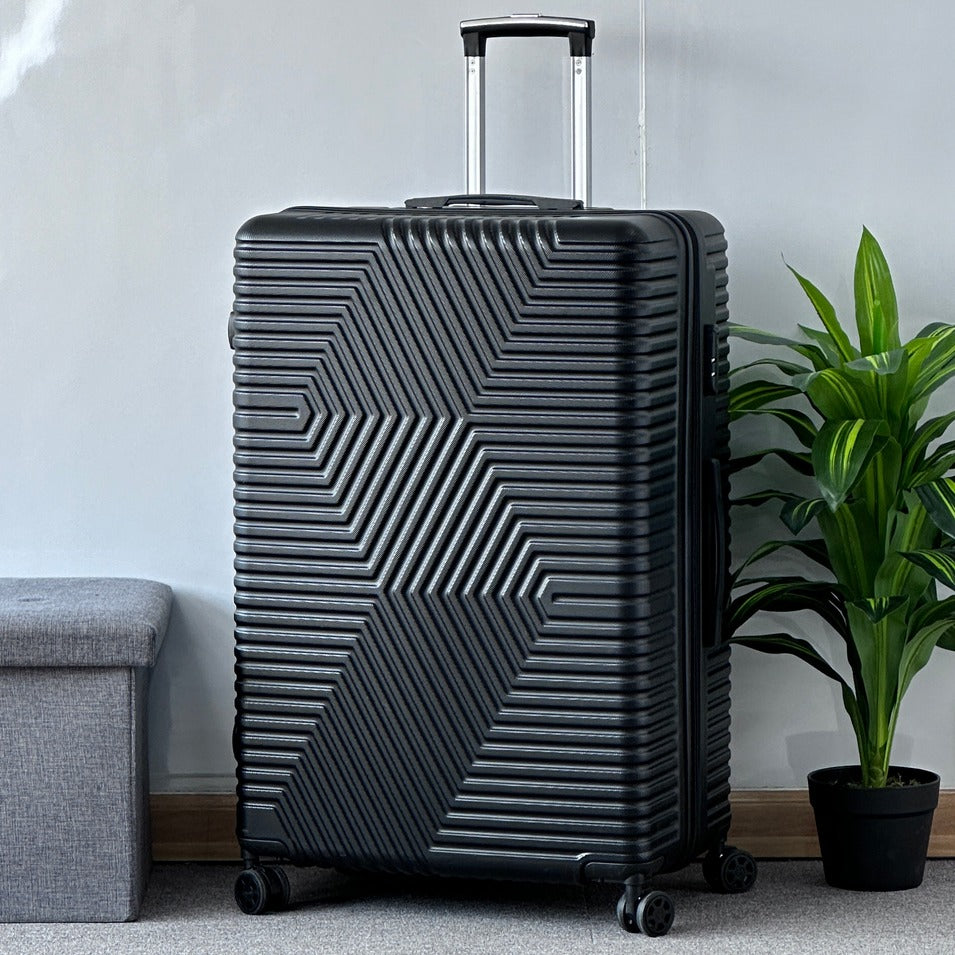 32" Zig Zag ABS Lightweight Luggage Bag With Double Spinner Wheel Zaappy