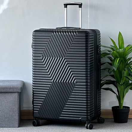 32 Inch Extra Large Luggage Zig Zag ABS Lightweight Suitcase Bag with Double Spinner Wheels